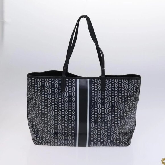 TORY BURCH Bally Tote Bag PVC Leather 2Set Black Yellow - Picture 3 of 14